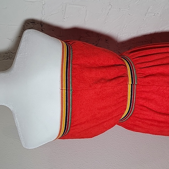 Vintage Vicky Vaughn Strapless Mini Dress Terrycloth Elastic Boho Red Rainbow M - Picture 8 of 14